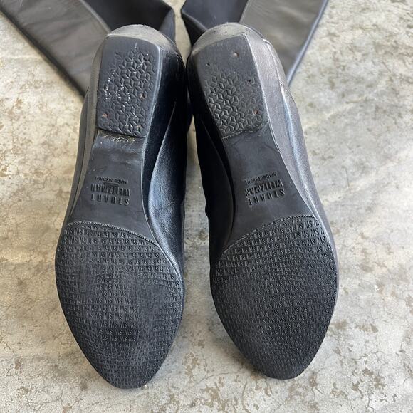 Stuart Weitzman Black Leather "Plack" 50/50 Wedge Knee High Boots Size 6 M - Picture 4 of 14